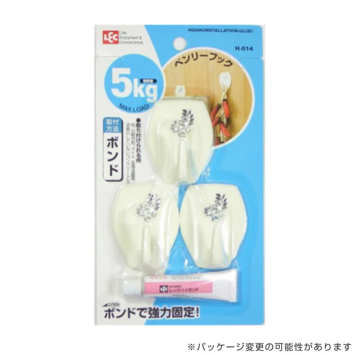 フックベンリーフック3個入接着剤耐荷重5kg