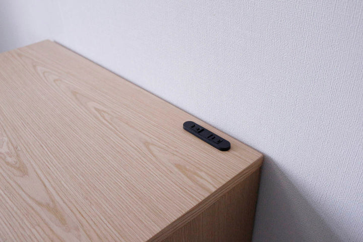 キッチンカウンター幅120cm2口コンセント付ルーバーデザイン天然木完成品