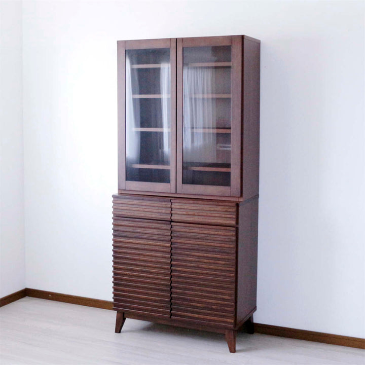 食器棚幅80cm高さ180cmルーバーデザイン天然木