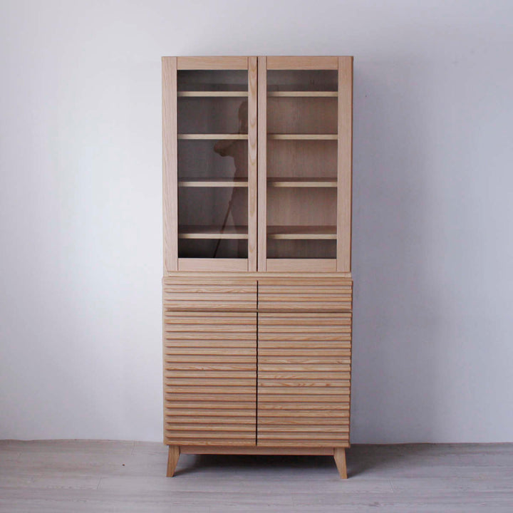 食器棚幅80cm高さ180cmルーバーデザイン天然木