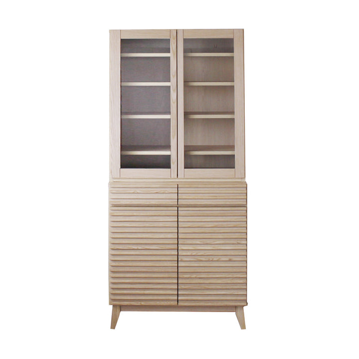 食器棚幅80cm高さ180cmルーバーデザイン天然木