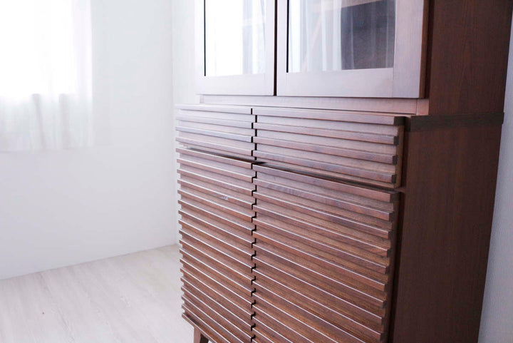 食器棚幅80cm高さ180cmルーバーデザイン天然木