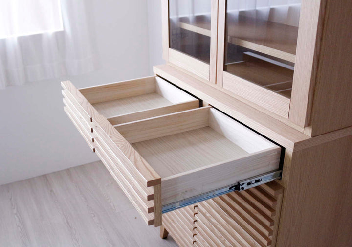 食器棚幅80cm高さ180cmルーバーデザイン天然木