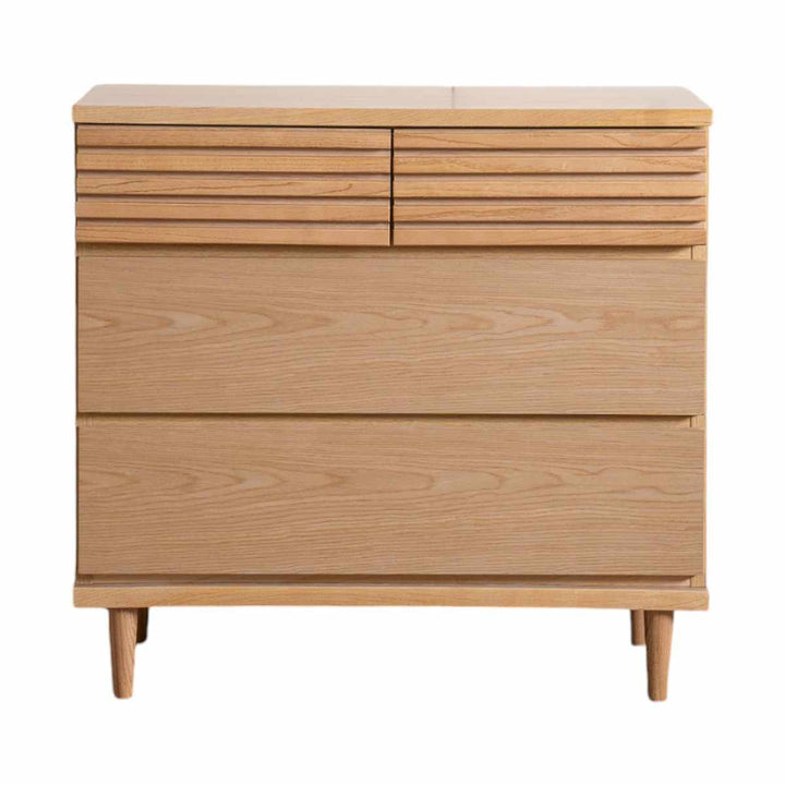 チェスト幅80cm3段4杯脚付きルーバーデザイン完成品