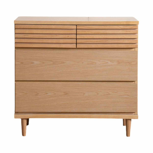 チェスト幅80cm3段4杯脚付きルーバーデザイン完成品