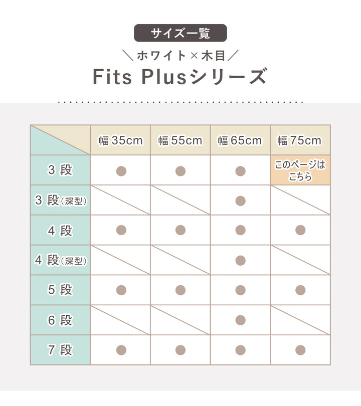 チェストフィッツプラス3段幅75×奥行41×高さ66cmF7503メープル