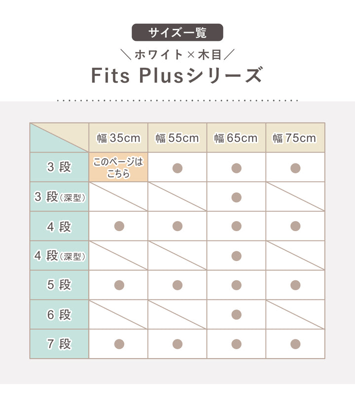 チェストフィッツプラス3段幅35×奥行41×高さ66cmF3503メープル