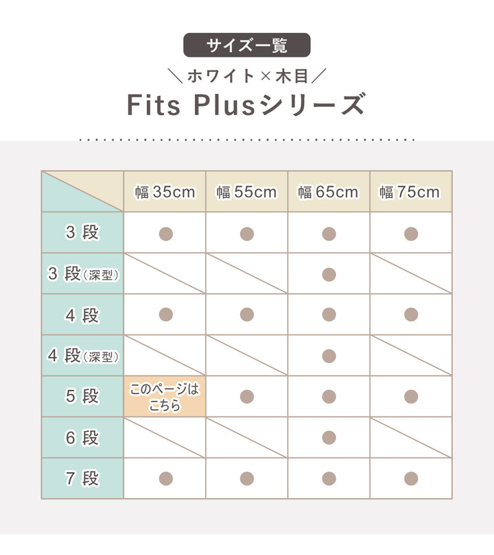 チェストフィッツプラス5段幅35×奥行41×高さ105cmF3505メープル