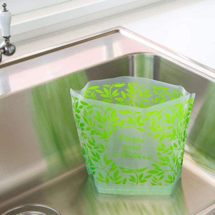 水切り袋自立型水切りゴミ袋リーフ柄15枚入り