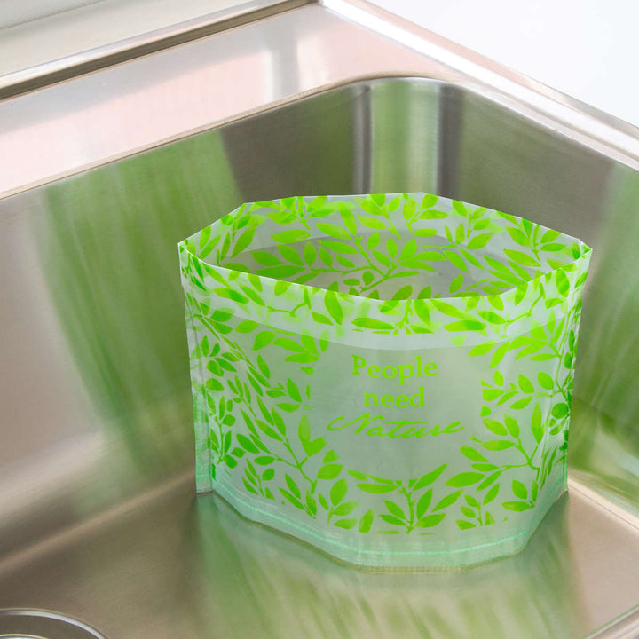 水切り袋自立型水切りゴミ袋リーフ柄15枚入り