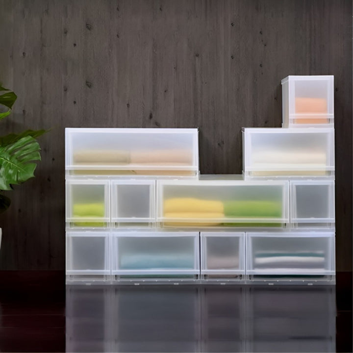 収納ケースプラスト半透明タイプ1段幅34×高さ20.5cmFR3401