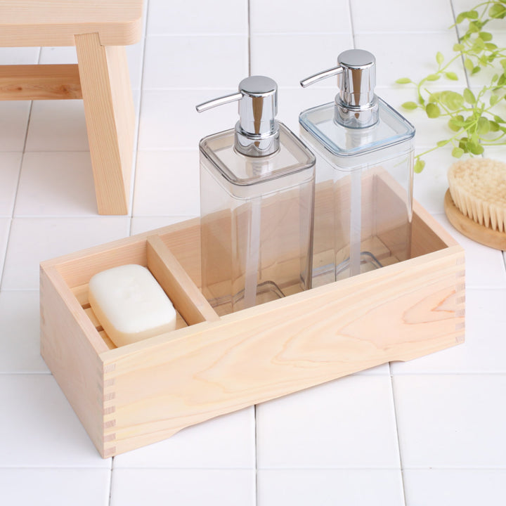 石鹸置きシャンプーホルダー檜ヒノキ桧シャンプー＆石けん台