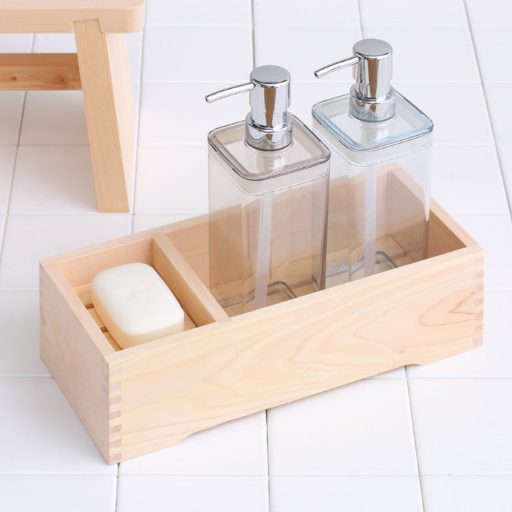 石鹸置きシャンプーホルダー檜ヒノキ桧シャンプー＆石けん台