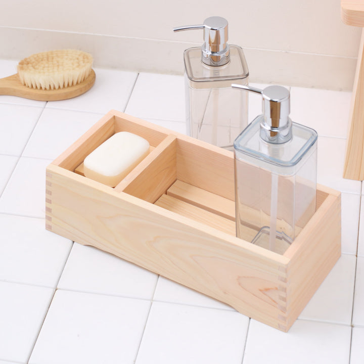 石鹸置きシャンプーホルダー檜ヒノキ桧シャンプー＆石けん台