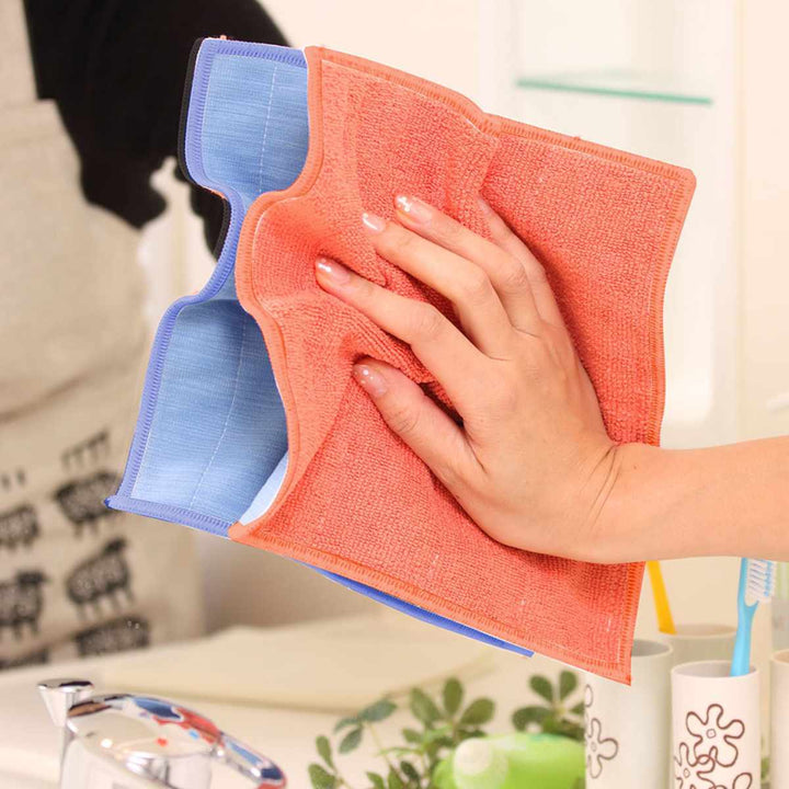 ふきんダブルクロス両面色違い掃除水だけで簡単洗濯機OK多用途