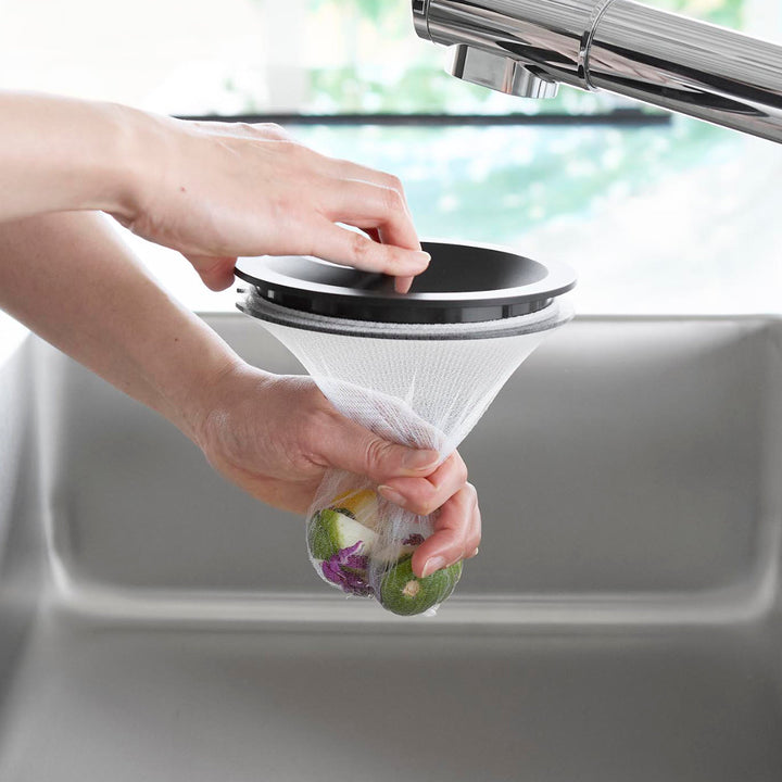 山崎実業tower水切りネットホルダー付き排水口カバータワー