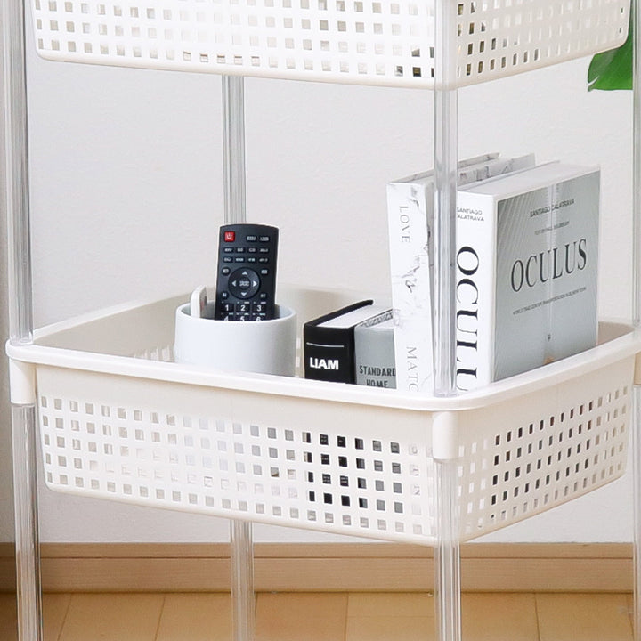 ランドリーバスケットバスケットワゴン3段ワイドタイプキャスター付