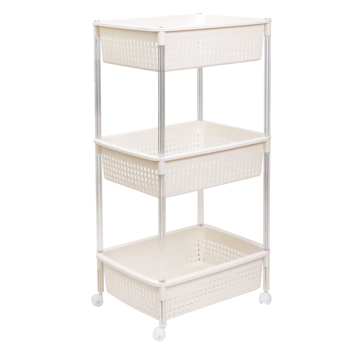 ランドリーバスケットバスケットワゴン3段ワイドタイプキャスター付