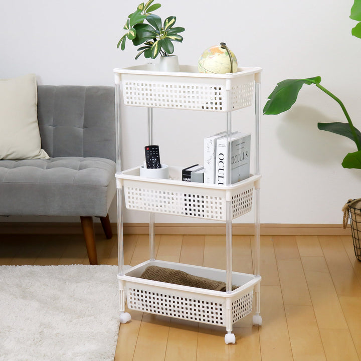 ランドリーバスケットバスケットワゴンスリム3段キャスター付