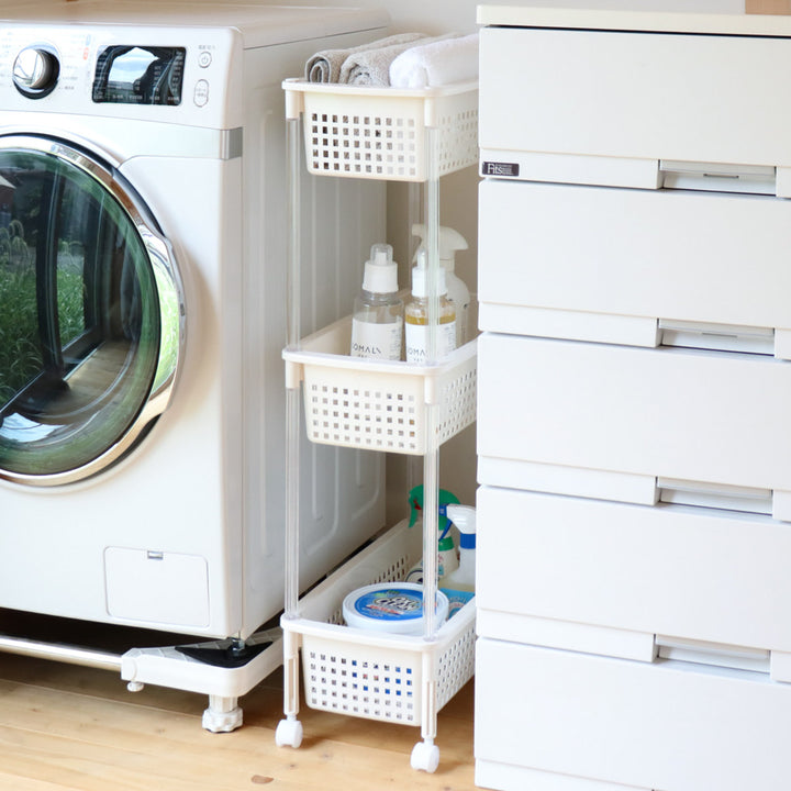 ランドリーバスケットバスケットワゴンスリム3段キャスター付