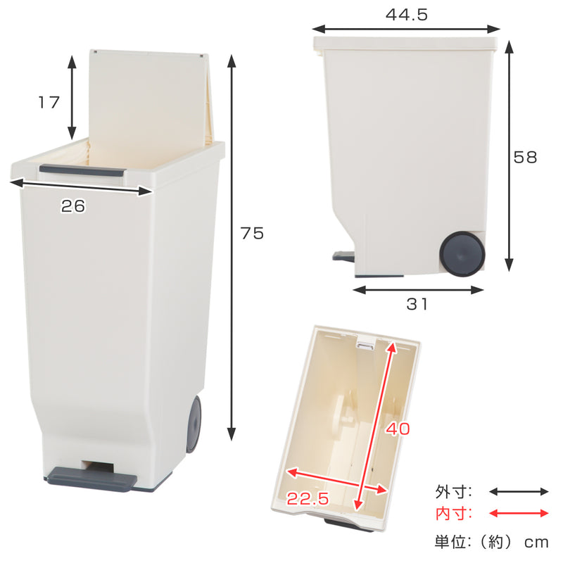 ゴミ箱45Lスライドペダルペール