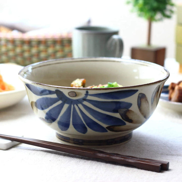 鉢民彩はな絵麺鉢18.5cm日本製