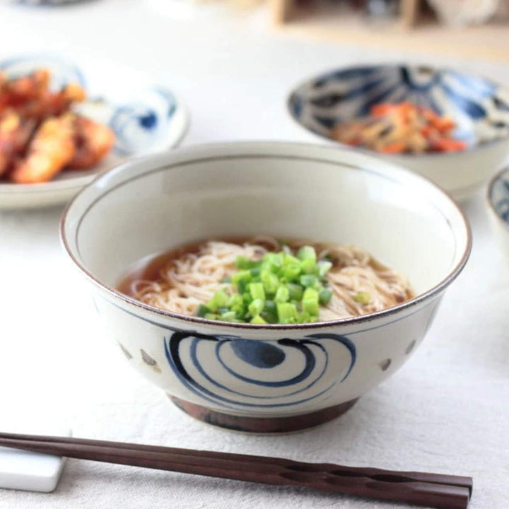 鉢民彩渦紋麺鉢18.5cm日本製