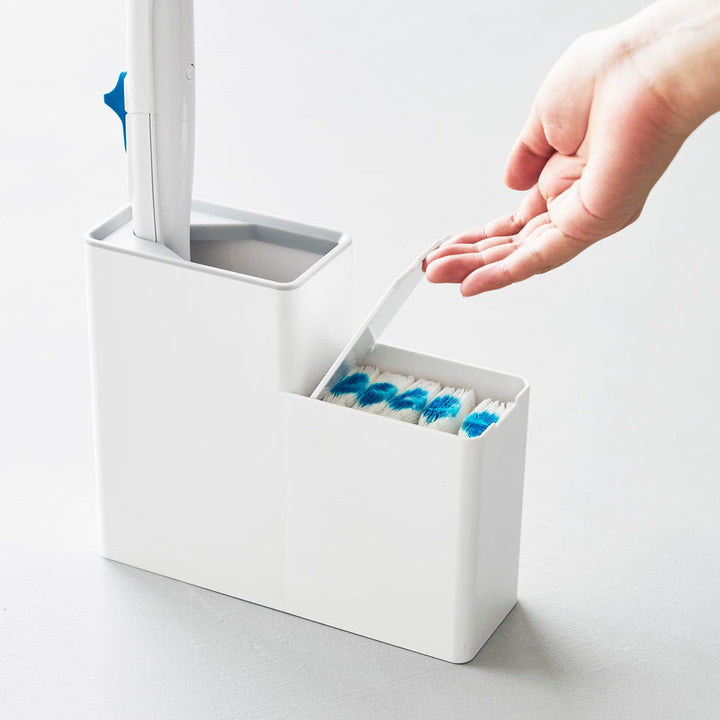 山崎実業Plate替えブラシ収納付き流せるトイレブラシスタンドプレートホワイト