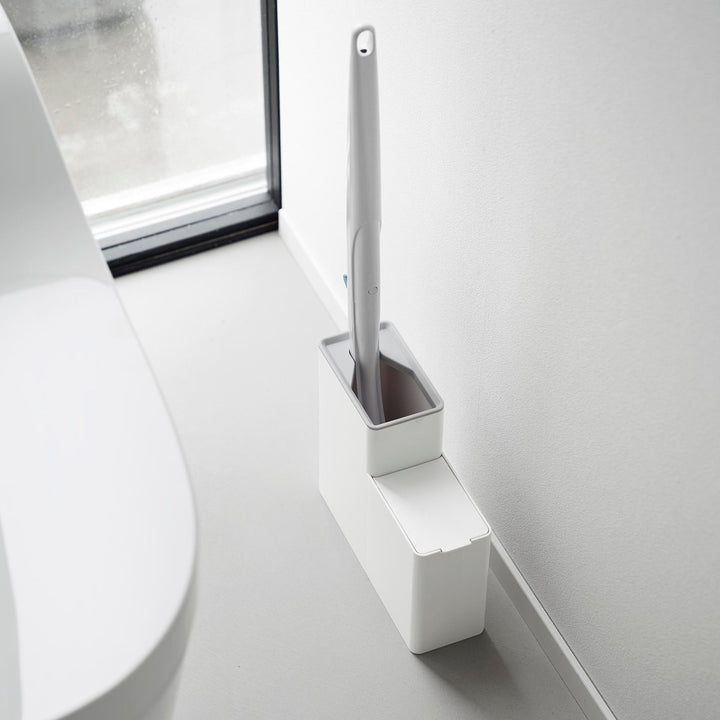 山崎実業Plate替えブラシ収納付き流せるトイレブラシスタンドプレートホワイト