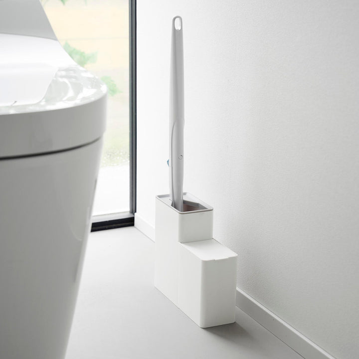 山崎実業Plate替えブラシ収納付き流せるトイレブラシスタンドプレートホワイト