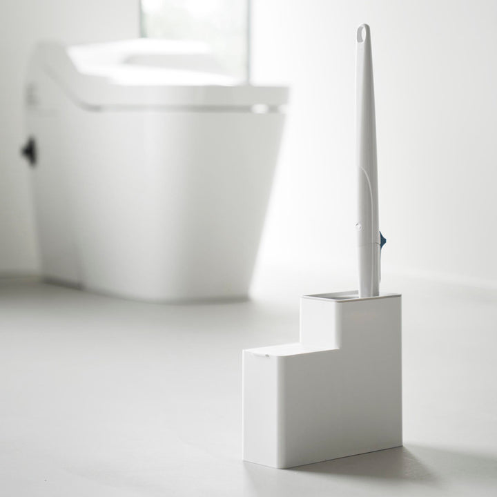 山崎実業Plate替えブラシ収納付き流せるトイレブラシスタンドプレートホワイト
