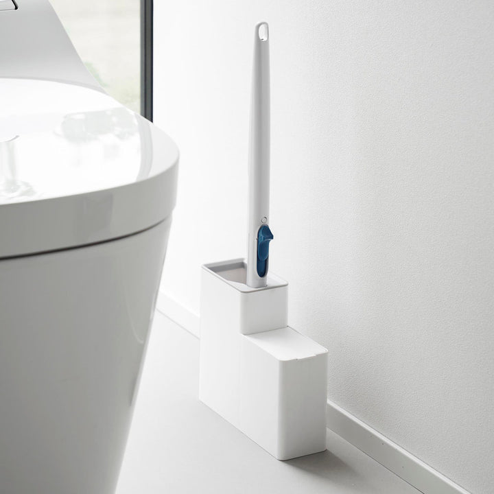 山崎実業Plate替えブラシ収納付き流せるトイレブラシスタンドプレートホワイト