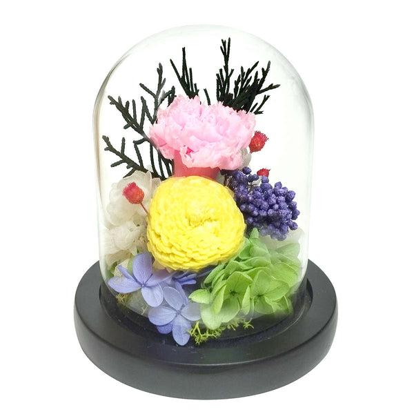 供え花仏花ガラスドームアレンジメントプリザーブドフラワー桃音