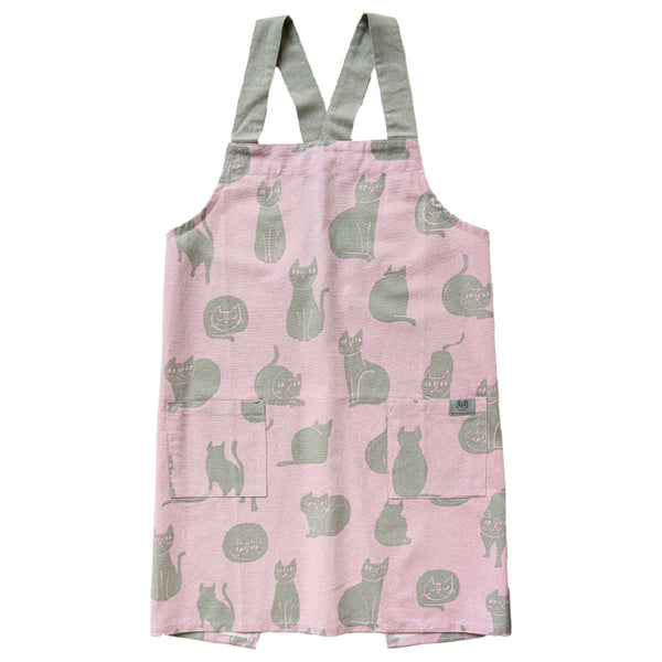 エプロンおかべてつろうネコ綿100％ポケット付き洗濯機可