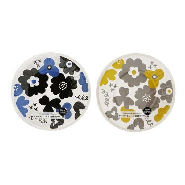 紙皿ペーパープレート北欧フラワー柄18cm10枚