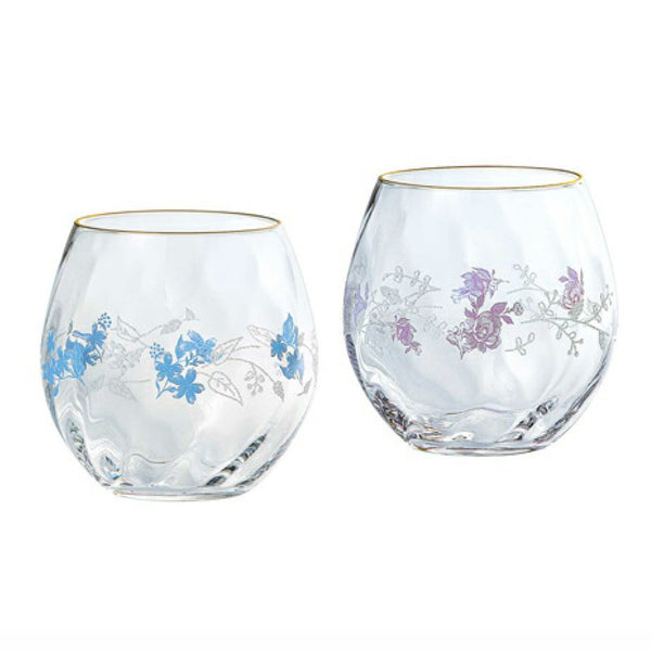 グラスフラワーペアタンブラーエレガントギフト2個入