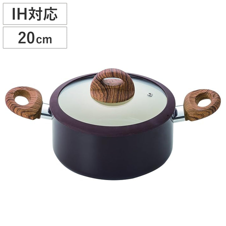 両手鍋20cmIH対応セラミック加工KUKUNAKITCHEN