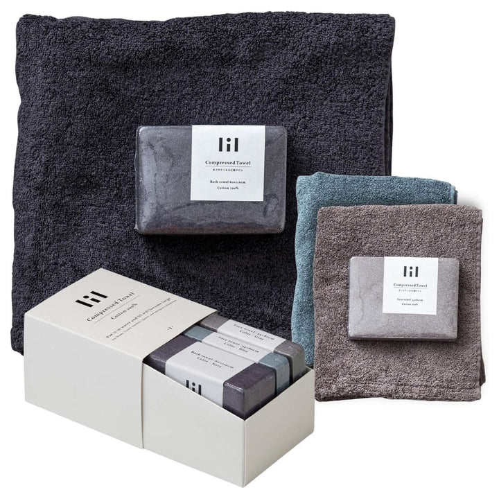 タオルセットバスタオル×1フェイスタオル×2圧縮タオルセットリル