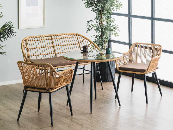 ベンチソファ2人掛けラタン調マーレ