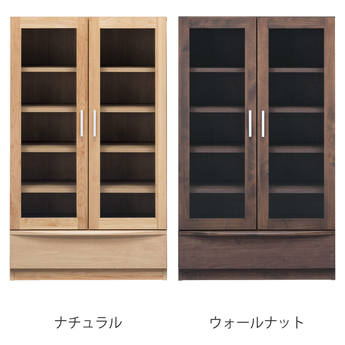 本棚 幅77.2cm 奥行42cm ロータイプ ガラス扉 日本製 完成品 – ハウジー