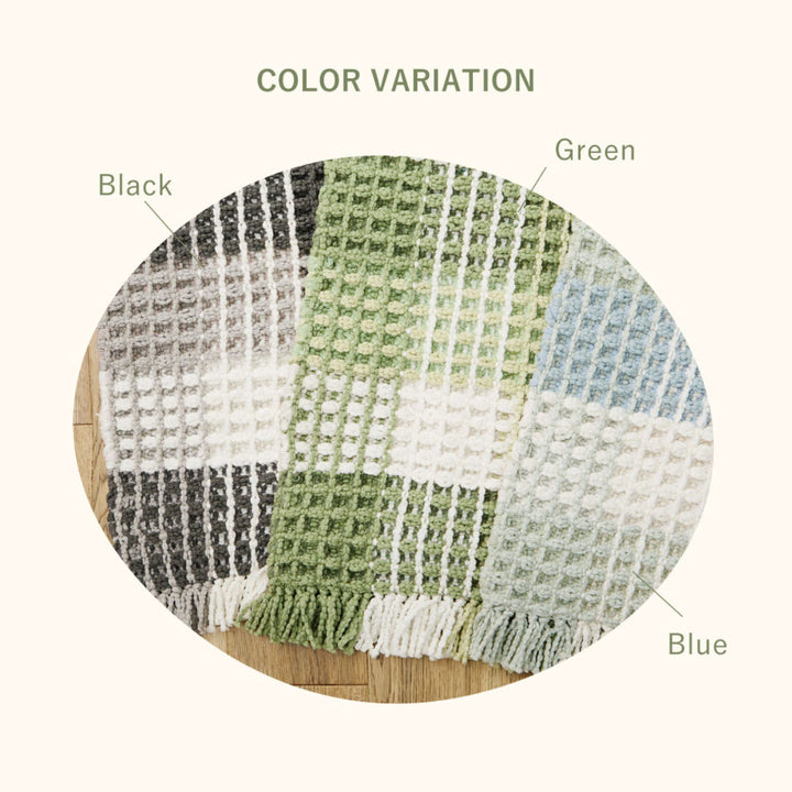 玄関マット50×80ワッフル風マットチェック柄エルフ室内