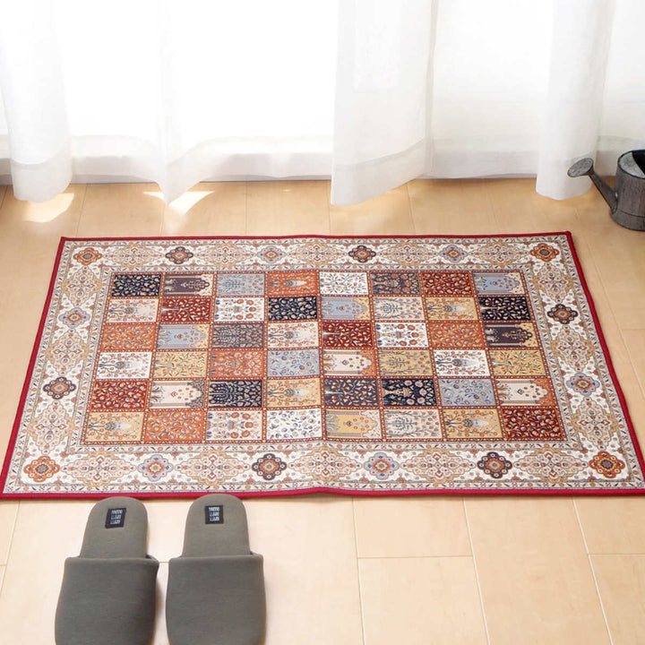 玄関マット60×90メダリオン柄プリントマット室内