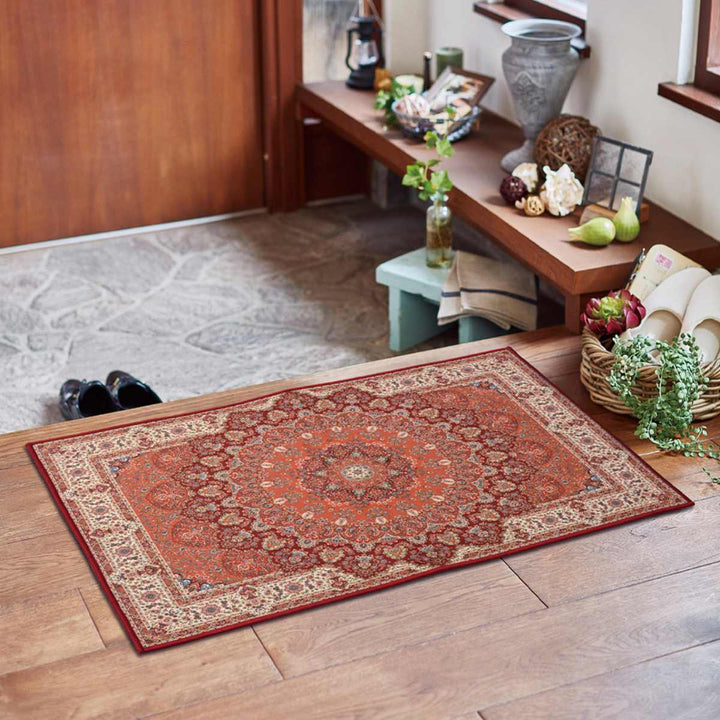 玄関マット70×120メダリオン柄プリントマット室内