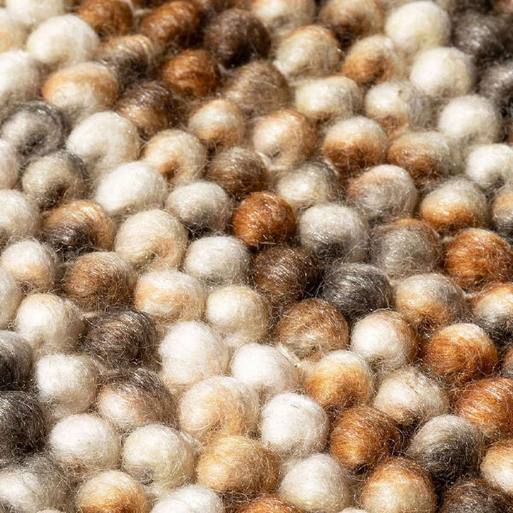 フロアマット直径90cmポコポコマルチカラーの手織りマット円形ウール100％