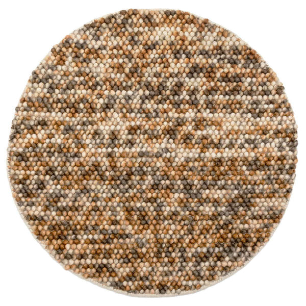 フロアマット直径90cmポコポコマルチカラーの手織りマット円形ウール100％