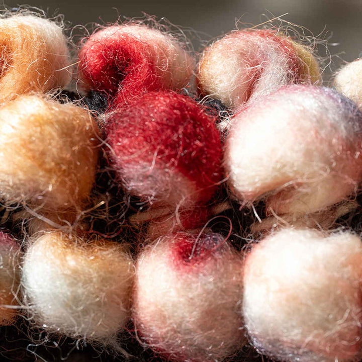 フロアマット直径120cmポコポコマルチカラーの手織りマット円形ウール100％