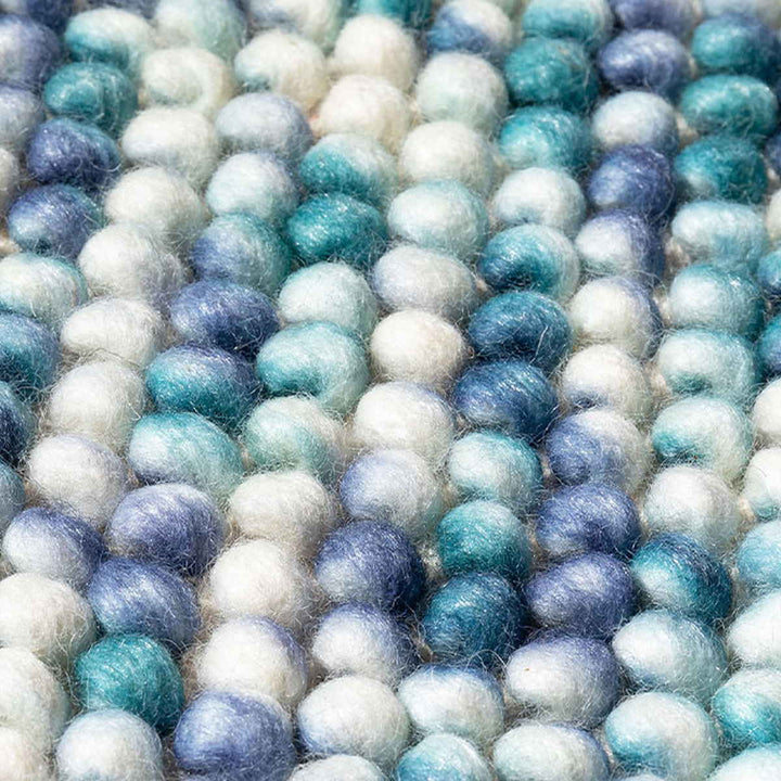 フロアマット直径120cmポコポコマルチカラーの手織りマット円形ウール100％