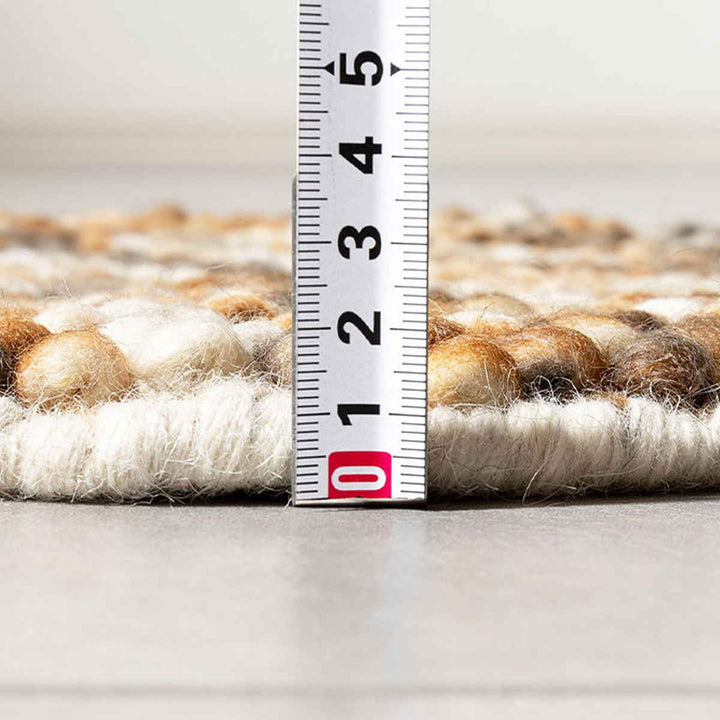 フロアマット直径120cmポコポコマルチカラーの手織りマット円形ウール100％