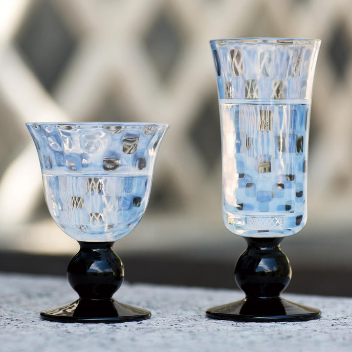 廣田硝子大正浪漫酒盃揃市松黒2個入ペアセット