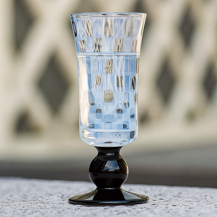 廣田硝子大正浪漫酒盃揃市松黒2個入ペアセット